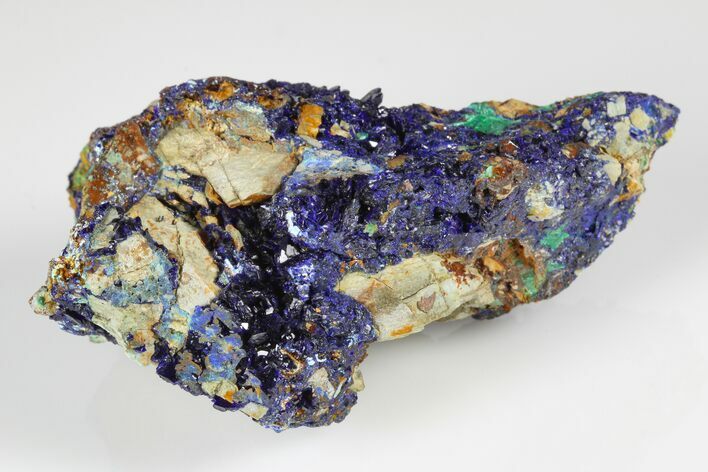 Sparkling Azurite Crystals with Malachite - Laos #178145
